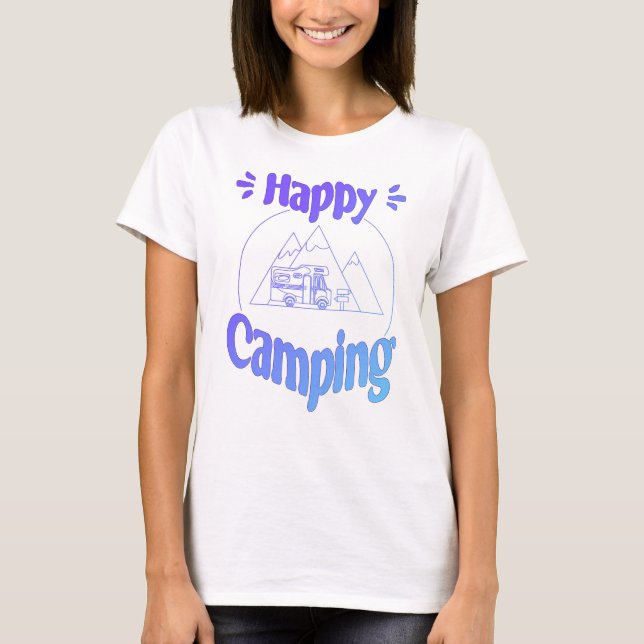 Camiseta Happy Camping - fröhliches cooles GrafikdesT-Shirt (Frente)