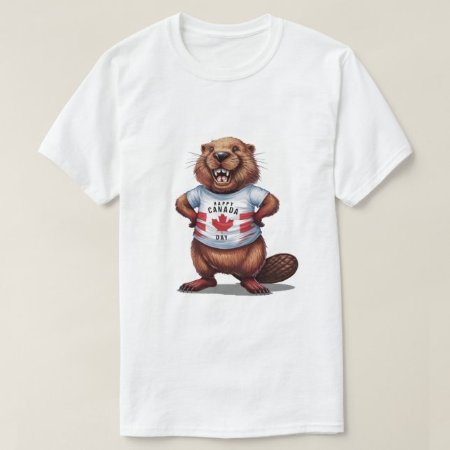 Camiseta Happy Canada Day Beaver (Frente do Design)