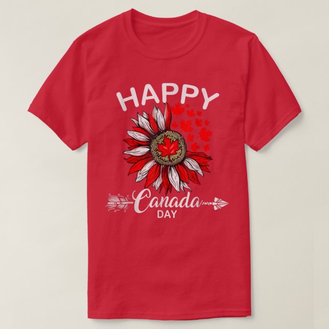Camiseta Happy Canada Day Funny Maple Leaf Canada Day Sunfl (Frente do Design)