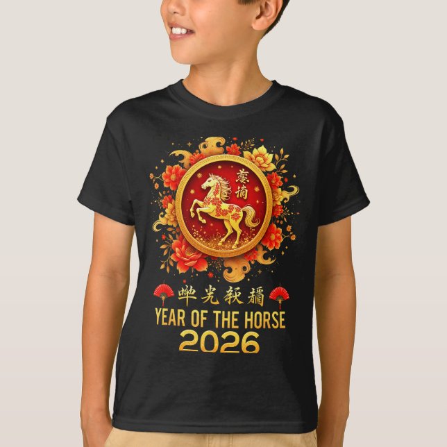 Camiseta Happy Chinese New Year 2026 Lunar Year Of The Hors (Frente)