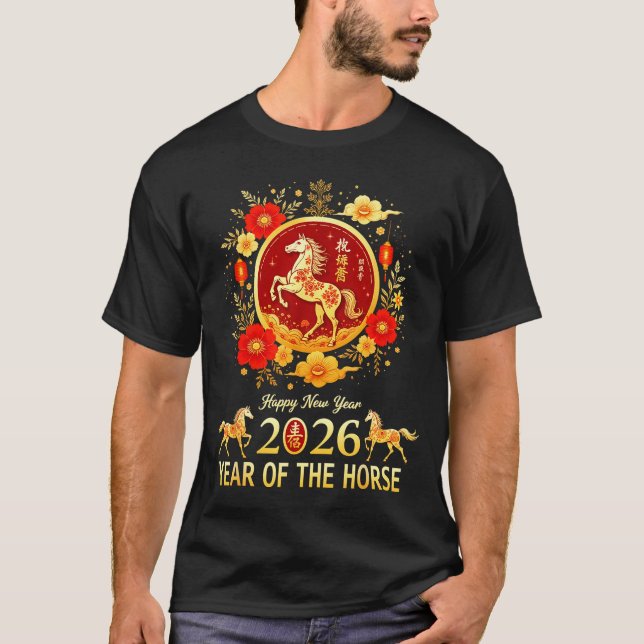 Camiseta Happy Chinese New Year 2026 Lunar Year Of The Hors (Frente)
