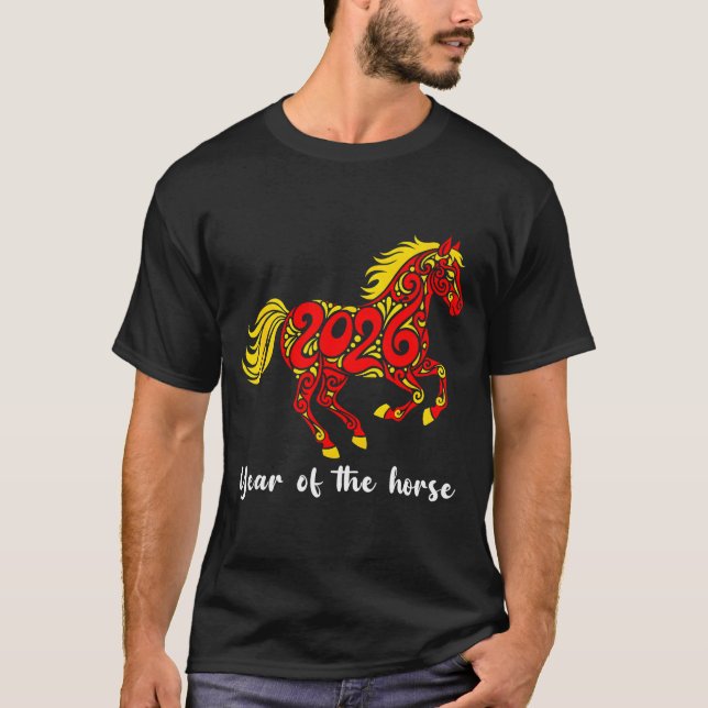 Camiseta Happy Chinese New Year 2026 Year Of The Horse Horo (Frente)
