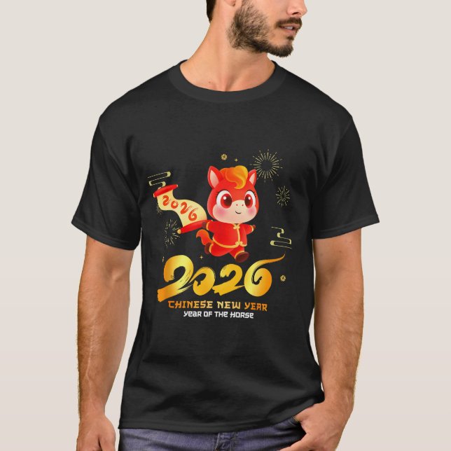 Camiseta Happy Chinese New Year Of Horse Cartoon Cute For K (Frente)