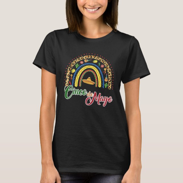 Camiseta Happy Cinco De Mayo Cute Rainbow Mexican Fiesta Ma (Frente)