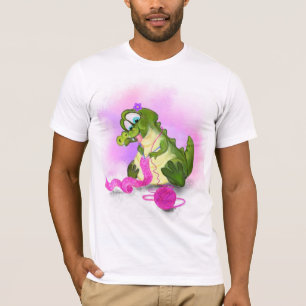 Camiseta Happy Crocodilo Knits Pink Scarf - Pintura Engraç