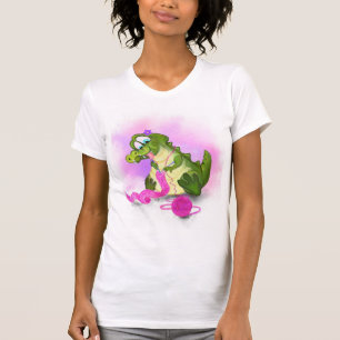 Camiseta Happy Crocodilo Knits Pink Scarf - Pintura Engraç