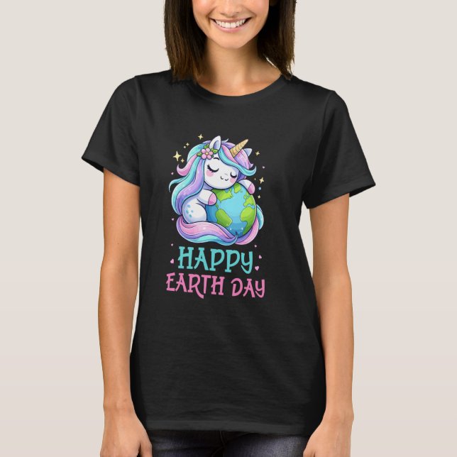 Camiseta Happy Cute Earth Day Unicorn Teachers Save Planet (Frente)