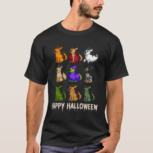 Camiseta Happy Cute German Shepherd Dog Witch Mummy Hallowe (Frente)