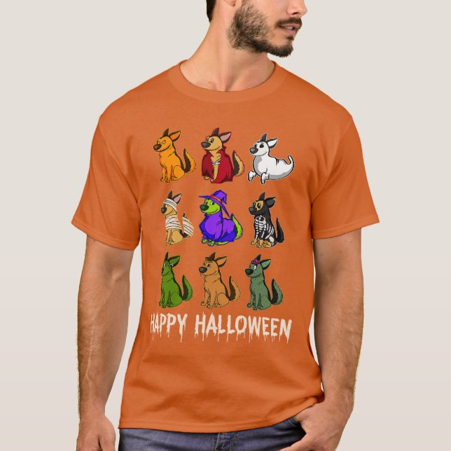 Camiseta Happy Cute German Shepherd Dog Witch Mummy Hallowe (Frente)