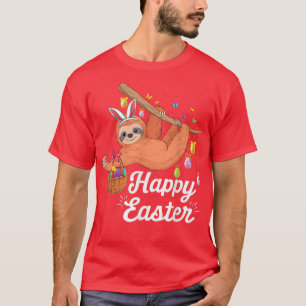Camiseta Happy cute sloth with Bunny ears & Egg Hunting Eas