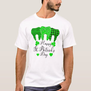 Camiseta Happy Dia de São Patrício Dental Irish Leaf Xadrez