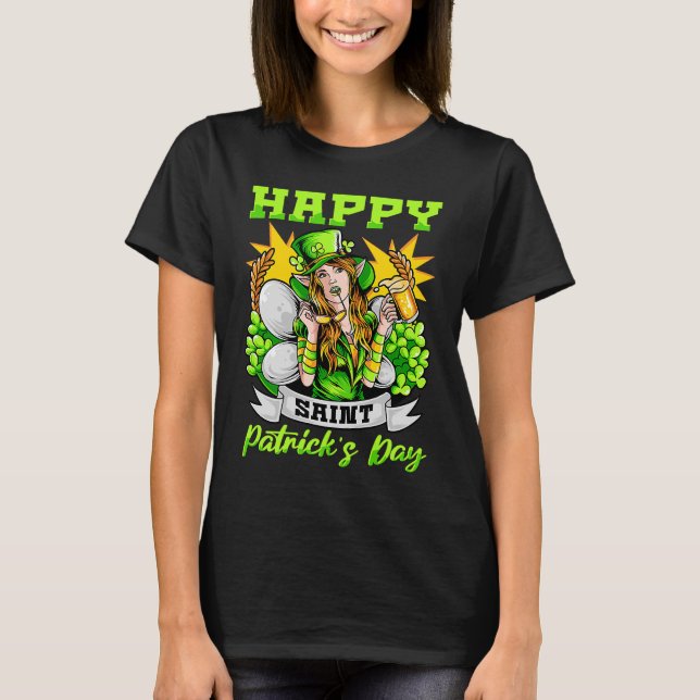 Camiseta Happy Dia de São Patrício Irish Fairy (Frente)