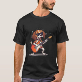 Camiseta Happy Dog Rocker Playing Guitar with sunglasses