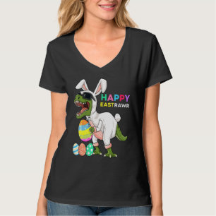 Camiseta Happy East Rawr Bunny T-rex Dinossaur Páscoa 2022 