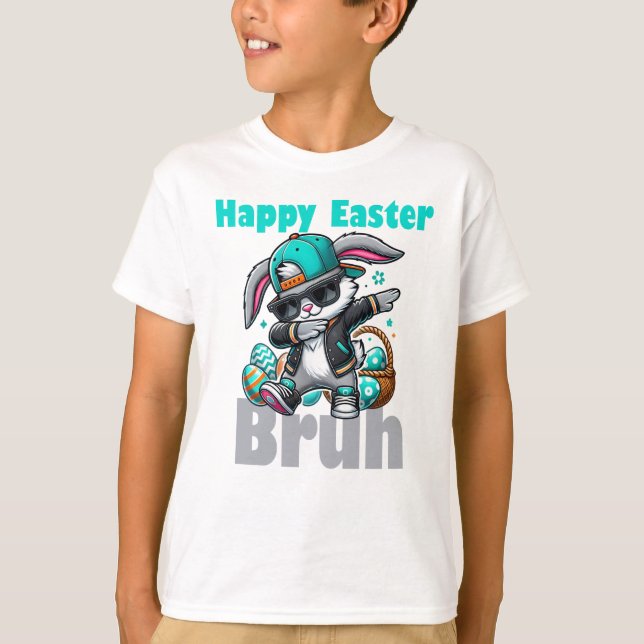 Camiseta Happy Easter Bruh, Easter Bunny Dabbing  (Frente)