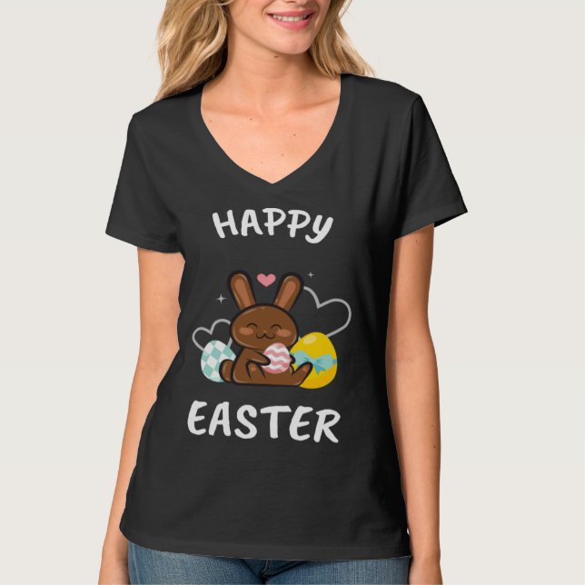 Camiseta Happy Easter Bunny Chicks Egg Hunting Cute Cool (Frente)