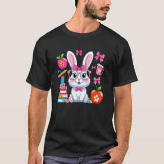 Camiseta Happy Easter Bunny Coquette Bow Teacher Easter Gir