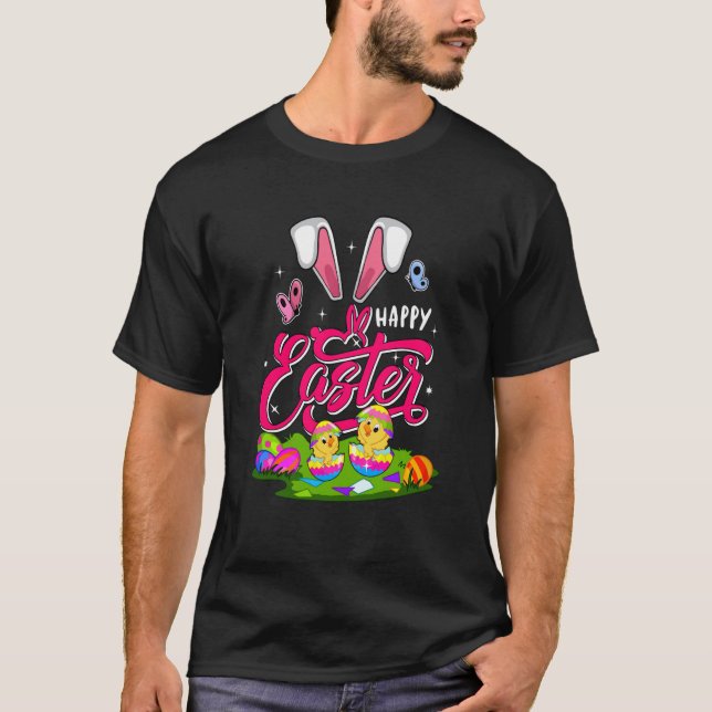 Camiseta Happy Easter Bunny Costume Chicks In Chocolate Egg (Frente)