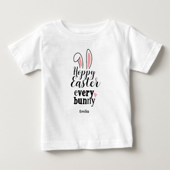 Camiseta Happy Easter Bunny Custom Name (Frente)