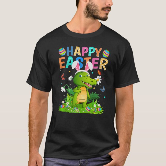 Camiseta Happy Easter Bunny Egg Funny Alligator Easter Sund (Frente)