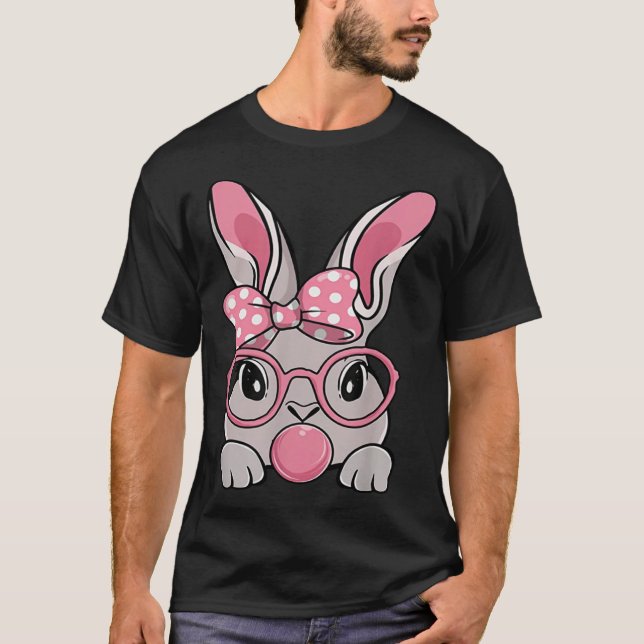 Camiseta Happy Easter Bunny Face Bow Tie Headband Glasses B (Frente)