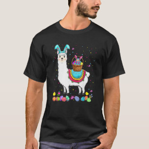 Camiseta Happy Easter Bunny Llama Bringing Easter Eggs Bask