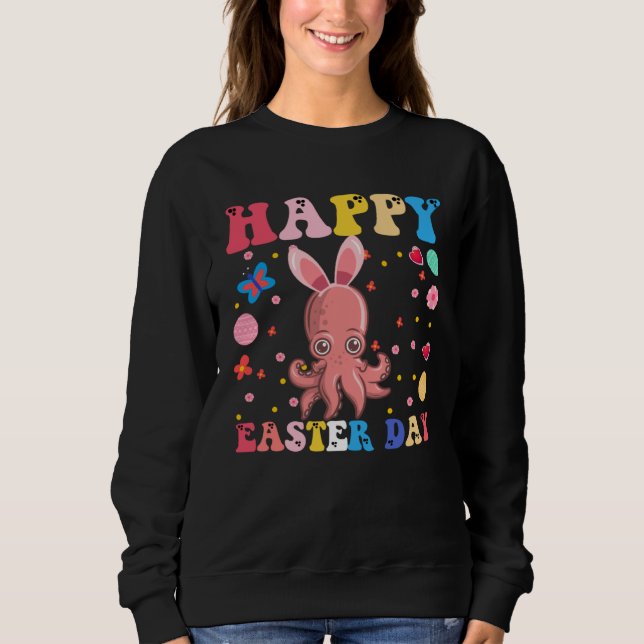 Camiseta Happy Easter Bunny Octopuse  Easter Day Groovy (Frente)