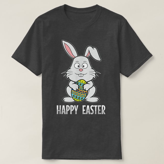 Camiseta Happy Easter Bunny Rabbit Egg Hunt Christian Holid (Frente do Design)