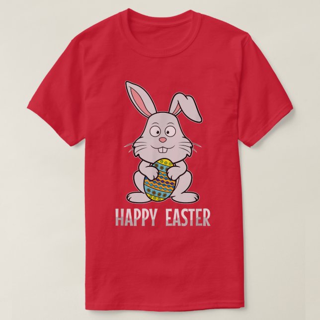 Camiseta Happy Easter Bunny Rabbit Egg Hunt Christian Holid (Frente do Design)