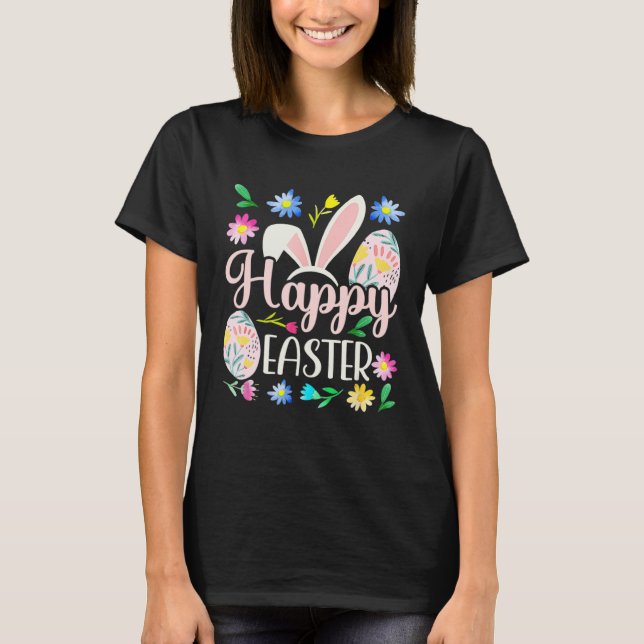 Camiseta Happy Easter Bunny Rabbit Face  Easter Day Women G (Frente)