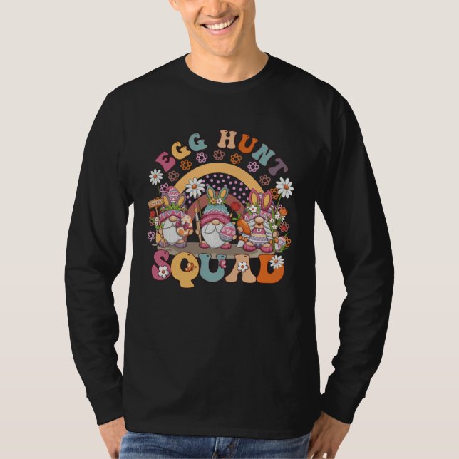 Camiseta Happy Easter Bunny Rainbow  Gnome Egg hunt Squad (Frente)