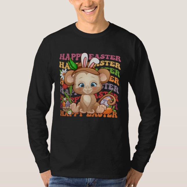 Camiseta Happy Easter Bunny Rainbow Monkey  Easter Egg Hunt (Frente)