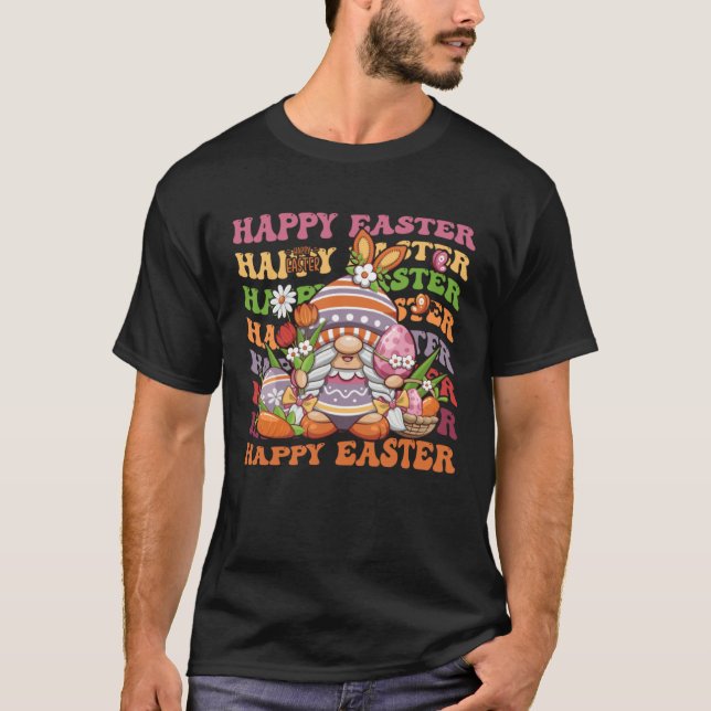 Camiseta Happy Easter Bunny Spring Gnome  Easter Egg Huntin (Frente)