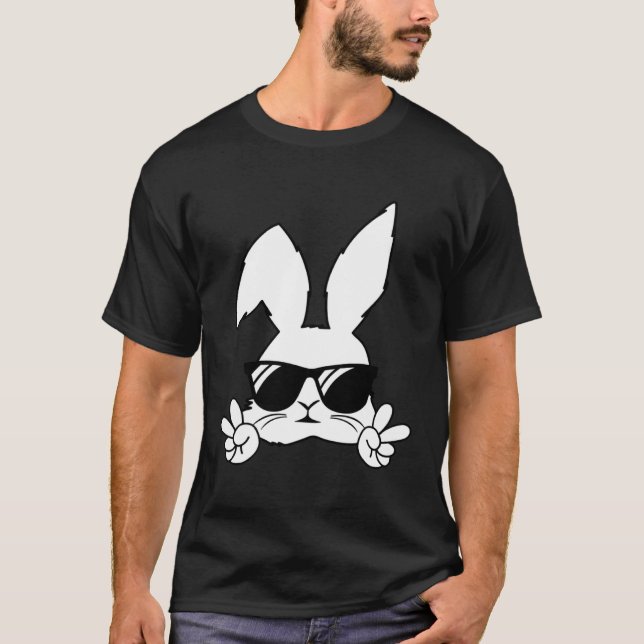 Camiseta Happy Easter Bunny Sunglasses Rabbit Eggs Hunting (Frente)