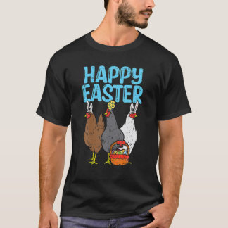 Camiseta Happy Easter Chicken Bunnies Egg Animal Farmer Pou