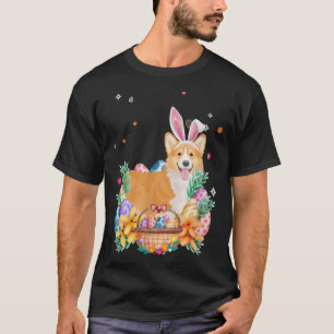 Camiseta Happy Easter Cute Bunny Corgi Wearing Bunny Ears