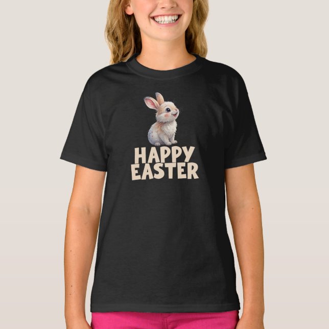 Camiseta Happy Easter, Cute Bunny Rabbit (Frente)