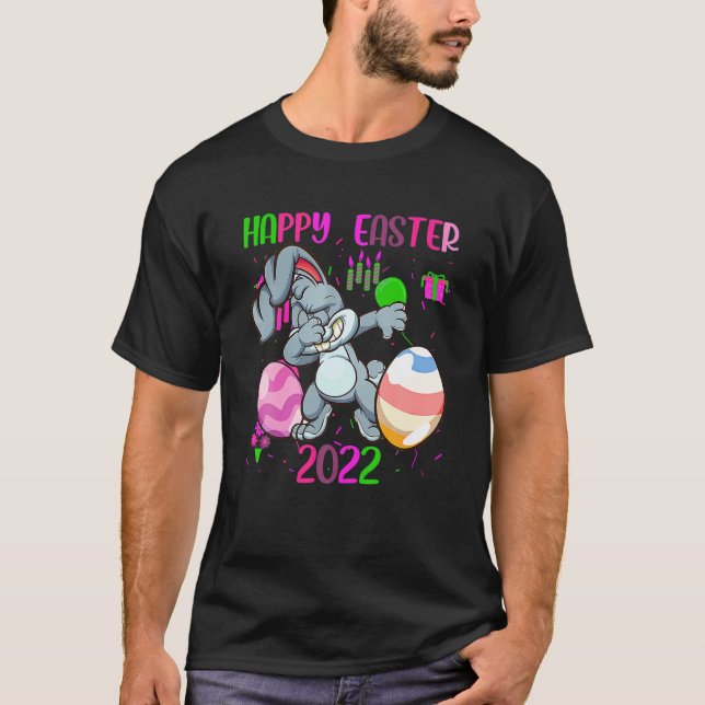 Camiseta Happy-Easter Day 2022 Funny Dabbing Easter Bunny C (Frente)