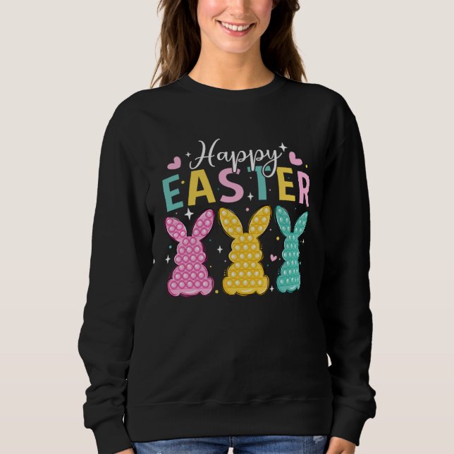Camiseta Happy Easter Day  Bunny Rabbit Eggs Hunting Pop It (Frente)
