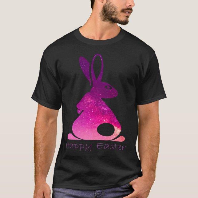 Camiseta Happy Easter Day Bunny rabbit pink solar system cl (Frente)