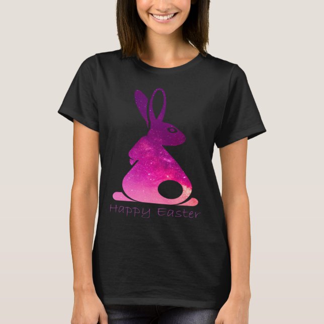 Camiseta Happy Easter Day Bunny rabbit pink solar system cl (Frente)