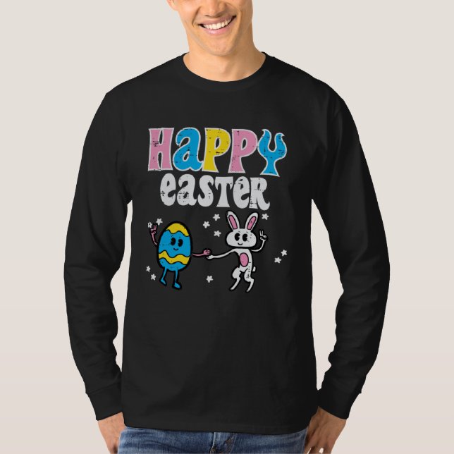 Camiseta Happy Easter Egg Bunny Dance Cute Boys Girls Kids  (Frente)