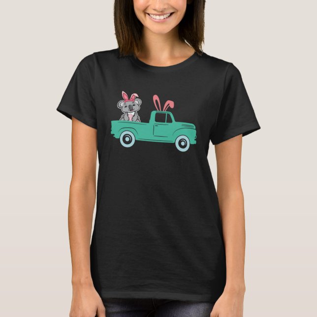 Camiseta Happy Easter Koala Bunny Riding Truck Boys Toddler (Frente)