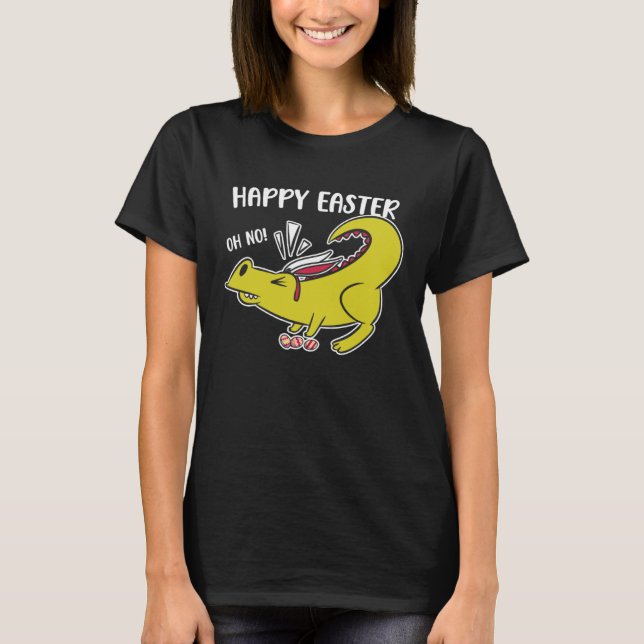 Camiseta Happy Easter Oh No Holiday Dinosaur Trex Bunny Ear (Frente)