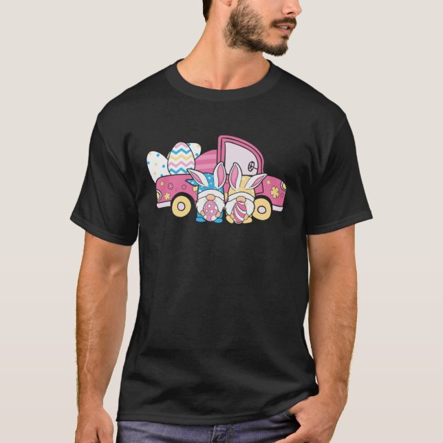 Camiseta Happy Easter Rabbit Truck Bunny Gnome Easter Day E (Frente)