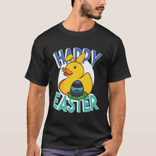 Camiseta Happy Easter Rubber Duck Bunny Ears Easter Eggs cu (Frente)