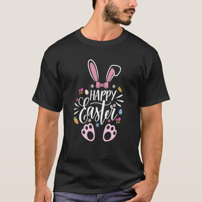 Camiseta Happy Easter Sayings Egg Bunny Boys Girls Kids Eas (Frente)