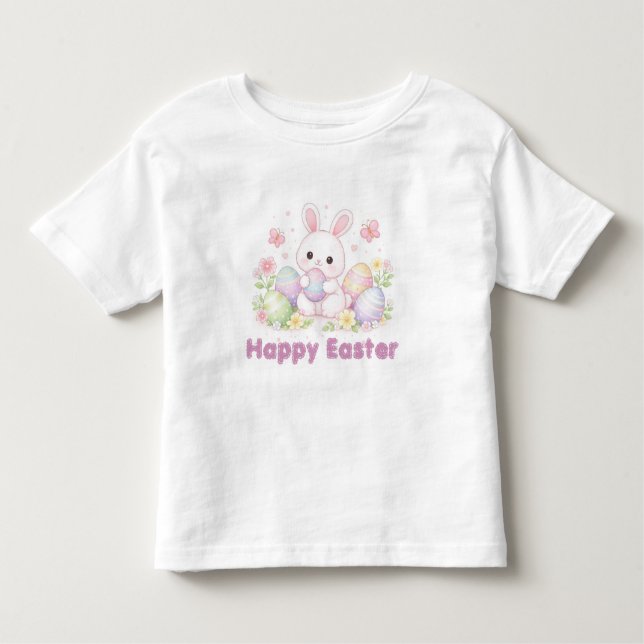 Camiseta Happy Easter Spring Design - Cute Easter Bunny  (Frente)