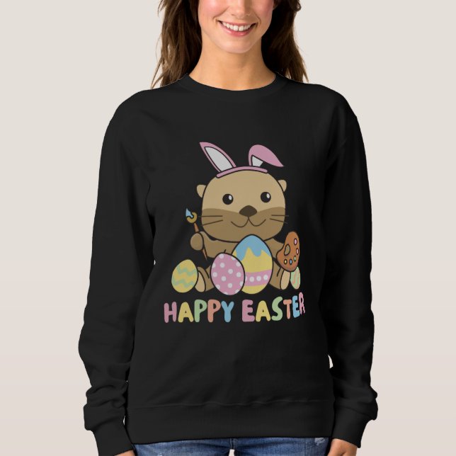 Camiseta Happy Easter Sweet Otter For Easter With Easter Eg (Frente)