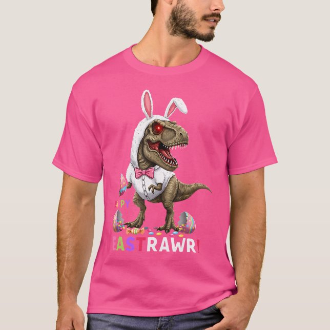 Camiseta Happy Eastrawawr T Rex Dinosaur Easter Bunny Candy (Frente)